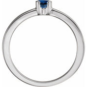 Sterling Silver Natural Blue Sapphire Family Stackable Ring