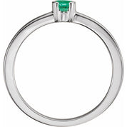 Sterling Silver Natural Emerald Family Stackable Ring