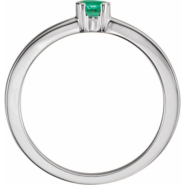 Sterling Silver Natural Emerald Family Stackable Ring