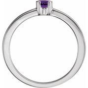Sterling Silver Natural Amethyst Family Stackable Ring