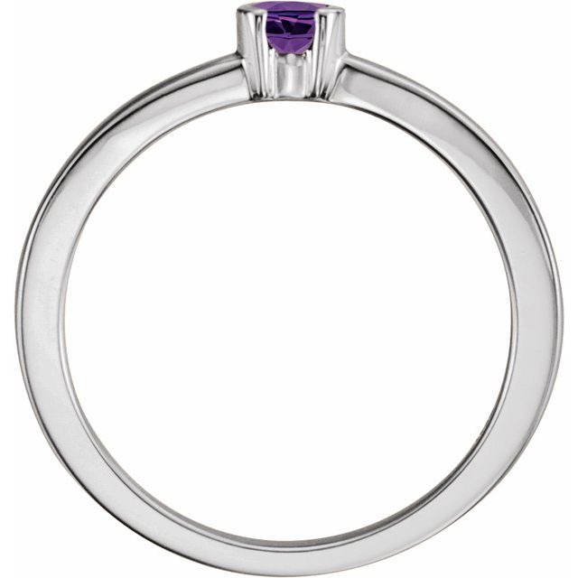 Sterling Silver Natural Amethyst Family Stackable Ring