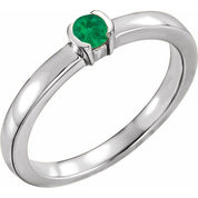Sterling Silver Lab-Grown Emerald Family Stackable Ring