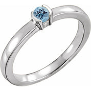 Sterling Silver Natural Aquamarine Family Stackable Ring