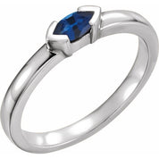 Sterling Silver Lab-Grown Blue Sapphire Family Stackable Ring