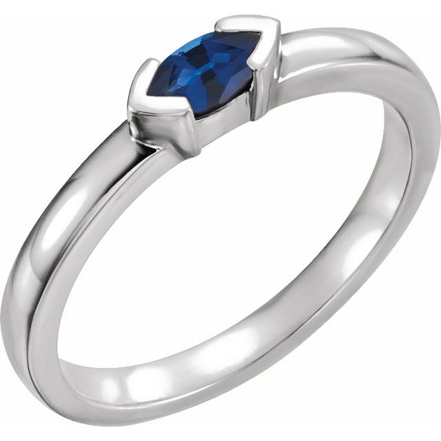Sterling Silver Lab-Grown Blue Sapphire Family Stackable Ring