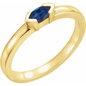 14K Yellow Natural Blue Sapphire Family Stackable Ring