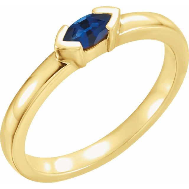 14K Yellow Natural Blue Sapphire Family Stackable Ring