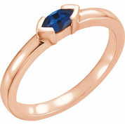 14K Rose Natural Blue Sapphire Family Stackable Ring