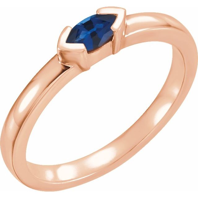 14K Rose Natural Blue Sapphire Family Stackable Ring