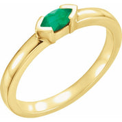 14K Yellow Natural Emerald Family Stackable Ring