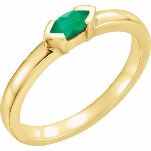 14K Yellow Natural Emerald Family Stackable Ring