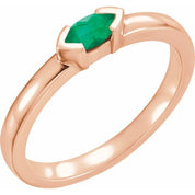 14K Rose Natural Emerald Family Stackable Ring