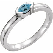 Sterling Silver Natural Aquamarine Family Stackable Ring