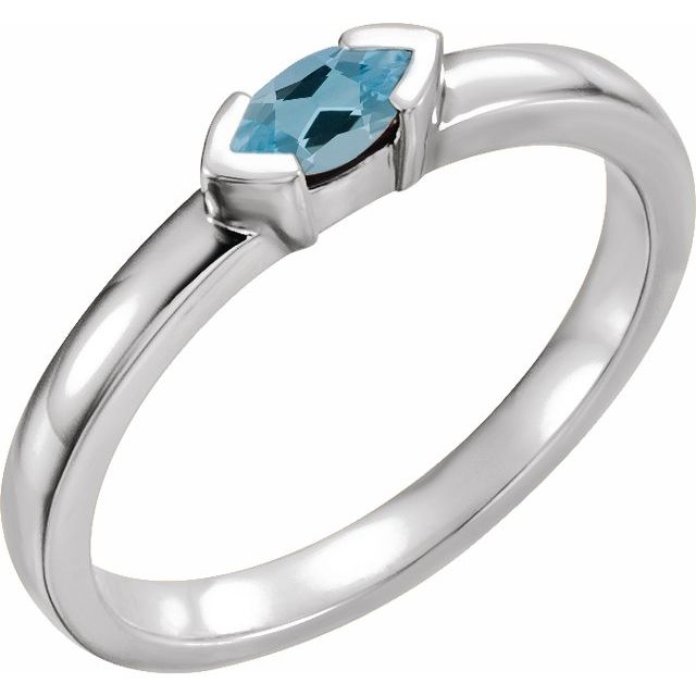 Sterling Silver Natural Aquamarine Family Stackable Ring