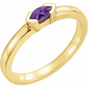 14K Yellow Natural Amethyst Stackable Family Ring