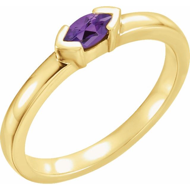 14K Yellow Natural Amethyst Stackable Family Ring