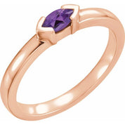 14K Rose Natural Amethyst Family Stackable Ring