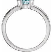 Sterling Silver Natural Blue Zircon Family Stackable Ring