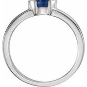 14K White Natural Blue Sapphire Family Stackable Ring