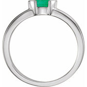 14K White Natural Emerald Family Stackable Ring