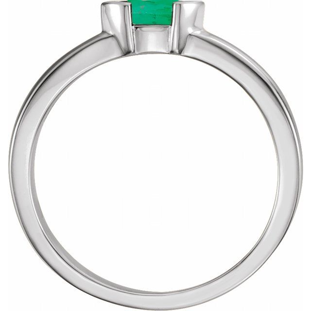 14K White Natural Emerald Family Stackable Ring