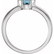 Sterling Silver Natural Aquamarine Family Stackable Ring