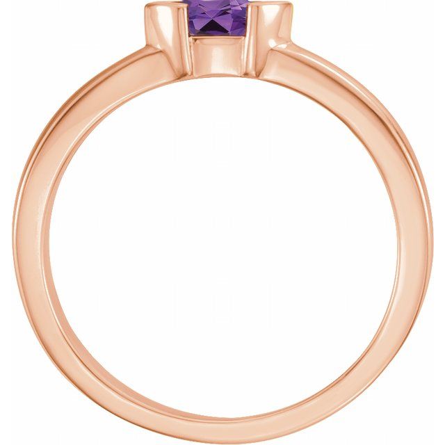 14K Rose Natural Amethyst Family Stackable Ring