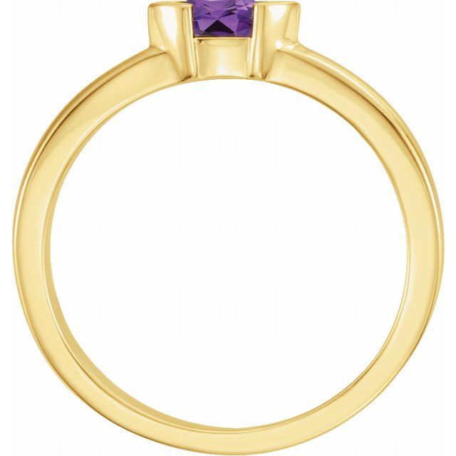 14K Yellow Natural Amethyst Stackable Family Ring