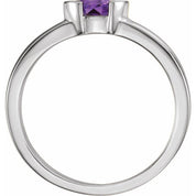 14K White Natural Amethyst Family Stackable Ring