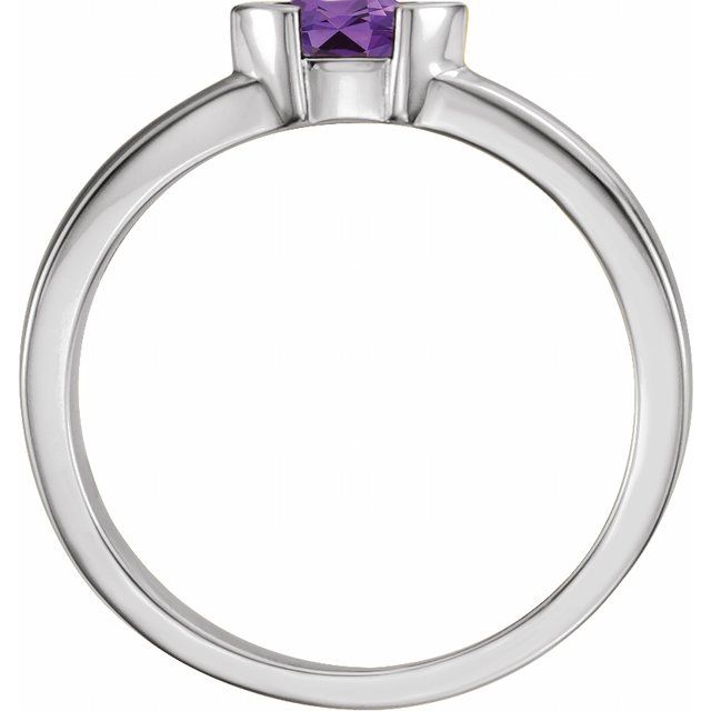 14K White Natural Amethyst Family Stackable Ring