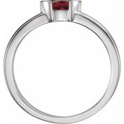 Sterling Silver Natural Mozambique Garnet Family Stackable Ring
