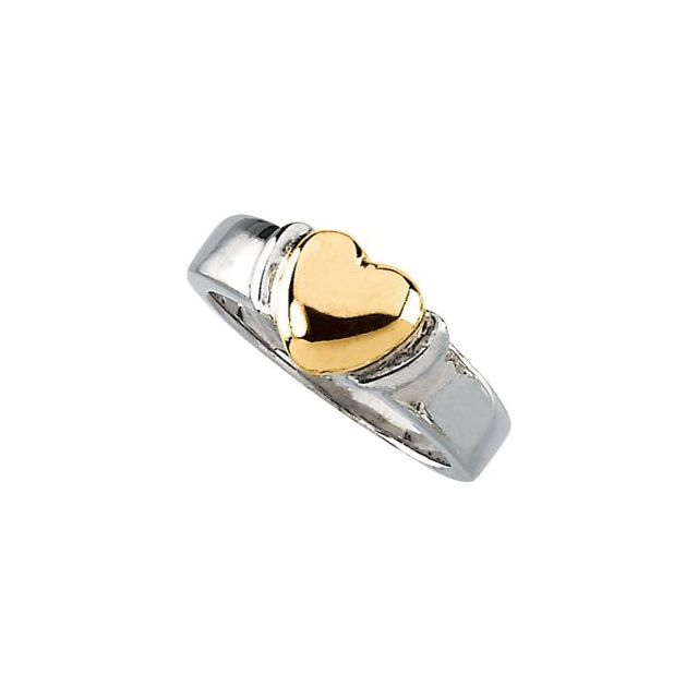 Sterling Silver & 14K Yellow Heart Ring - A Beautiful Symbol of Love