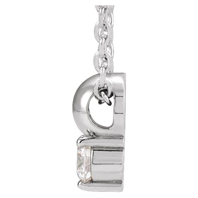 Platinum .02 CT Natural Diamond Bead 16-18" Necklace