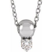 14K .06 CT Natural Diamond Bead Necklace 16-18"
