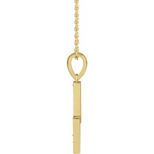 14K .08 CTW Natural Diamond Lightning Bolt Necklace 16-18" Adjustable Chain