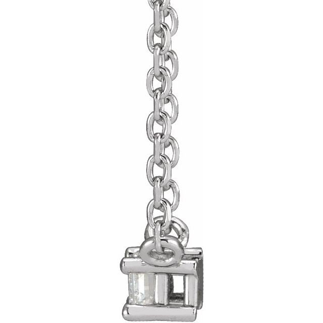 14K 1/8 CT Natural Diamond Solitaire 16" Necklace in Yellow, White, and Rose Gold