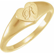 18K Yellow Heart Signet Ring