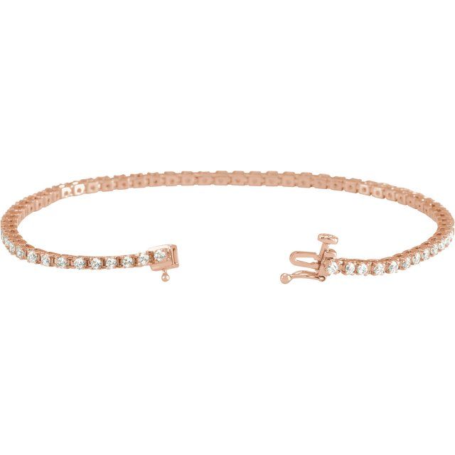 14K Rose 2 CTW Natural Diamond Line 7 1/4" Bracelet