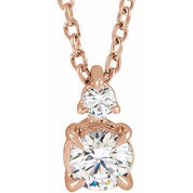 14K Lab-Grown Diamond Claw-Prong Necklace 16-18" with 1/4 to 1 CTW Diamond Weight