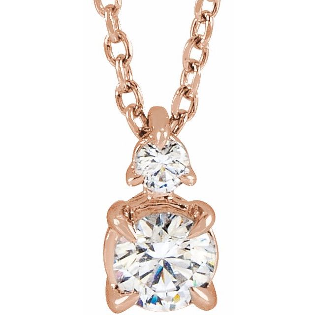 14K Lab-Grown Diamond Claw-Prong Necklace 16-18" with 1/4 to 1 CTW Diamond Weight