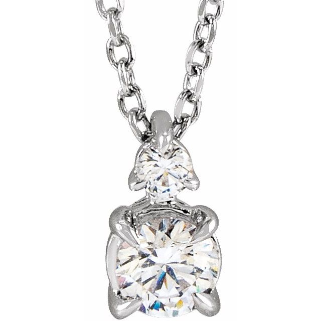 14K Lab-Grown Diamond Claw-Prong Necklace 16-18" with 1/4 to 1 CTW Diamond Weight