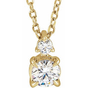 14K Lab-Grown Diamond Claw-Prong Necklace 16-18" with 1/4 to 1 CTW Diamond Weight