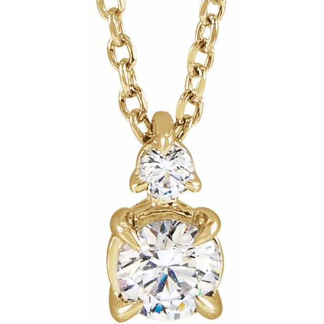 14K Lab-Grown Diamond Claw-Prong Necklace 16-18" with 1/4 to 1 CTW Diamond Weight