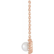 14K Cultured White Akoya Pearl .06 CTW Natural Diamond Halo-Style 16" Necklace