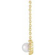 14K Cultured White Akoya Pearl .06 CTW Natural Diamond Halo-Style 16" Necklace
