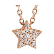 14K .04 CTW Natural Diamond Star Necklace 16-18"