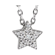 14K .04 CTW Natural Diamond Star Necklace 16-18"