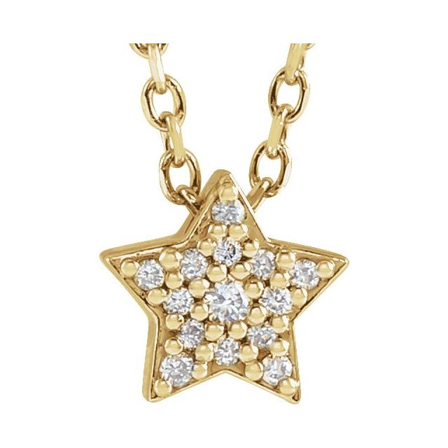 14K .04 CTW Natural Diamond Star Necklace 16-18"