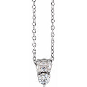 Sterling Silver 1/4 CTW Natural Diamond Two-Stone 16-18" Necklace