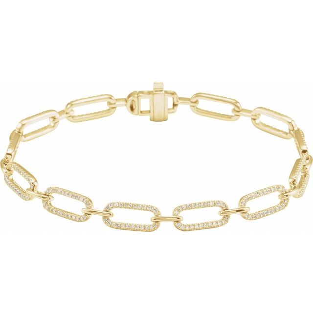 14K Yellow 9/10 CTW Natural Diamond Link 7" Bracelet